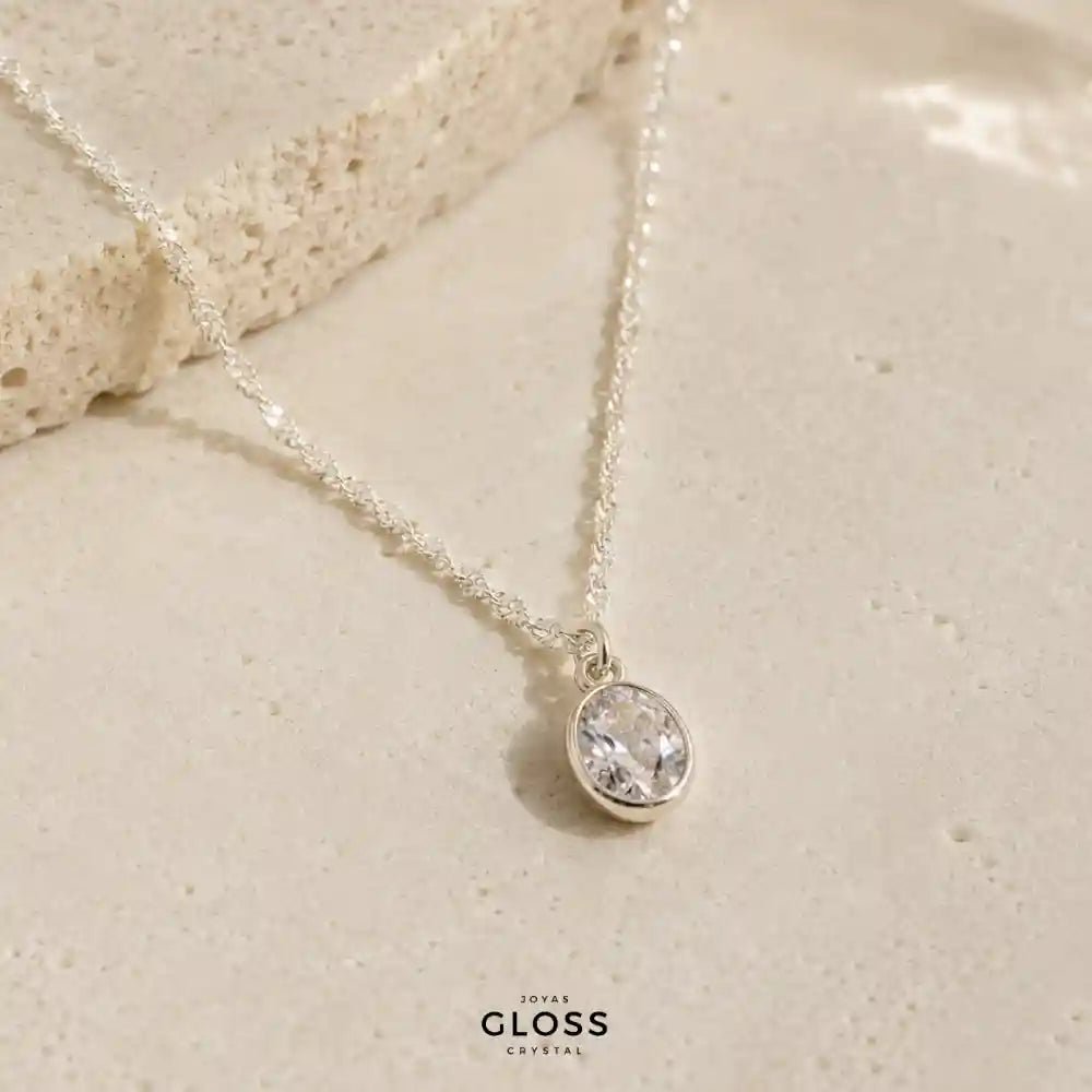 Collar Punto de luz Margarita Plata - Joyas Gloss Crystal