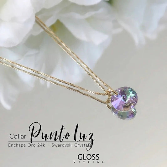 Collar Punto Luz Oro 18k Paraiso Swarovski - Joyas Gloss Crystal