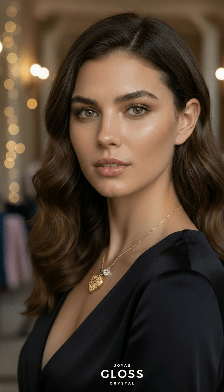 Collar Relicario Corazón Oro 18k + Swarovski - Joyas Gloss Crystal