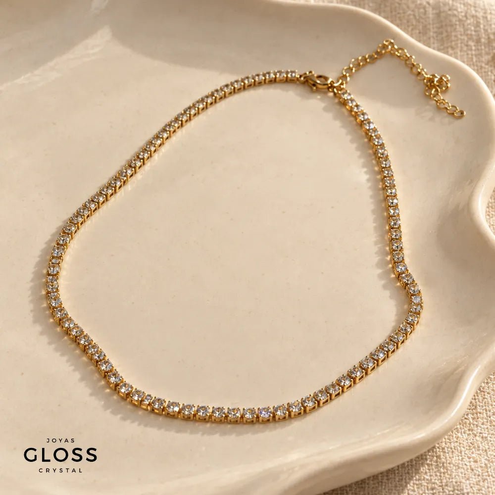Collar Riviera Circones Oro 18k - Joyas Gloss Crystal