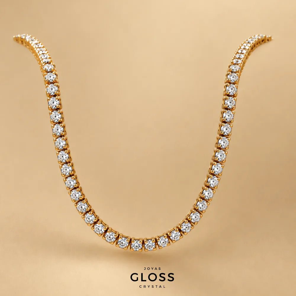 Collar Riviera Circones Oro 18k - Joyas Gloss Crystal