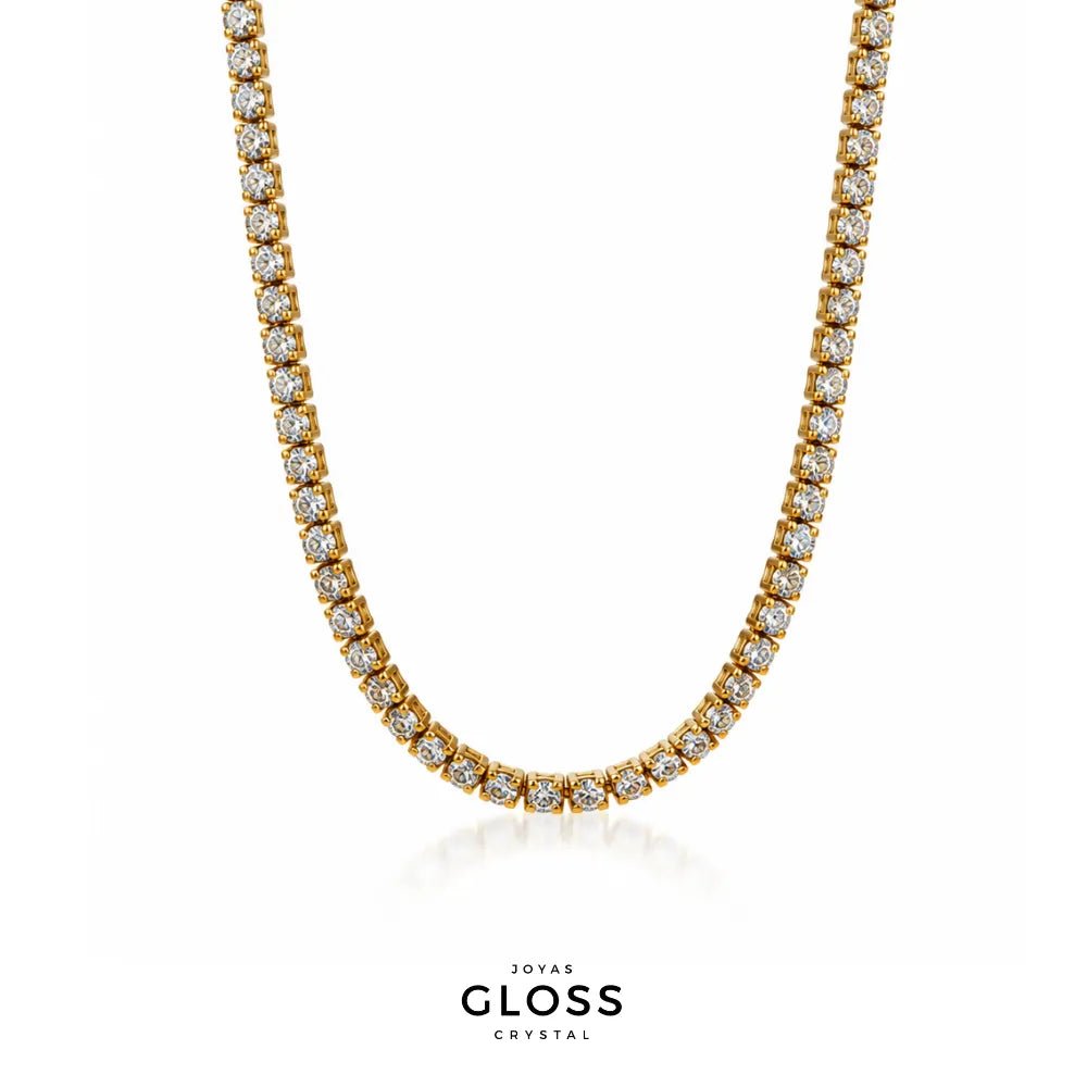 Collar Riviera Circones Oro 18k - Joyas Gloss Crystal