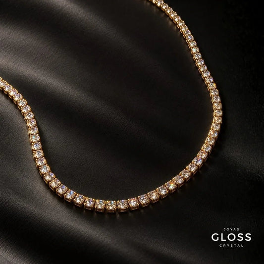 Collar Riviera Circones Oro 18k - Joyas Gloss Crystal