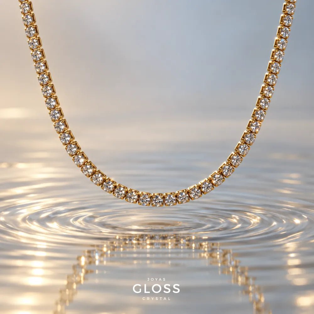 Collar Riviera Circones Oro 18k - Joyas Gloss Crystal