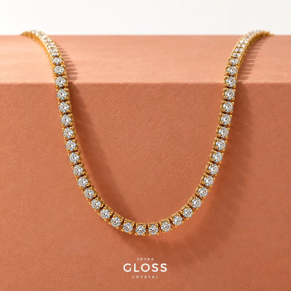 Collar Riviera Circones Oro 18k - Joyas Gloss Crystal