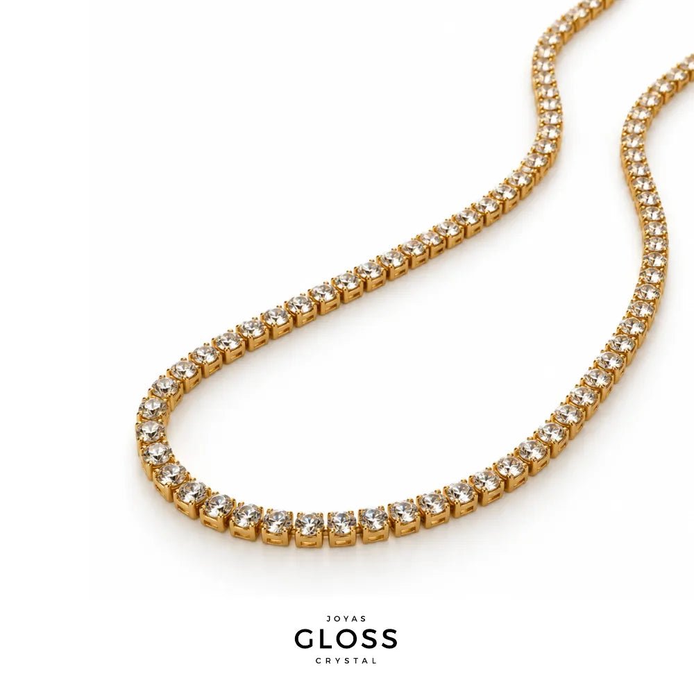 Collar Riviera Circones Oro 18k - Joyas Gloss Crystal