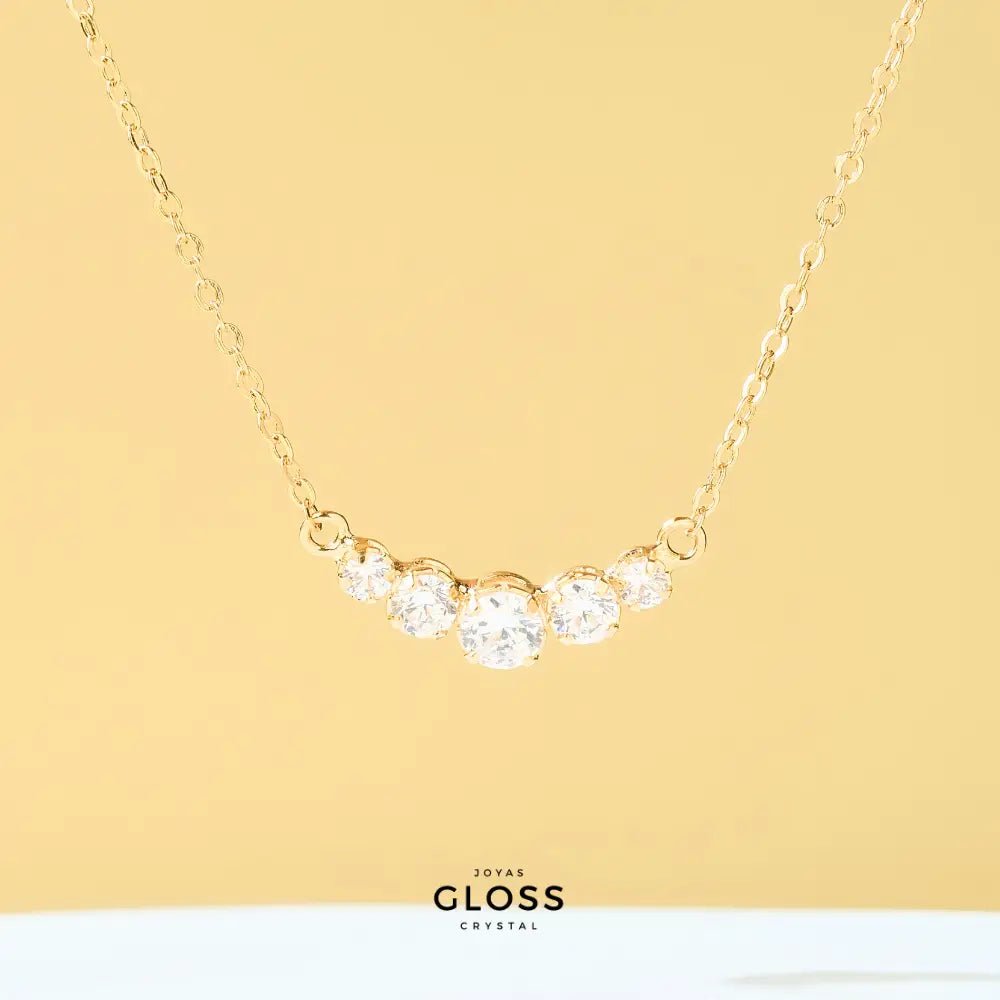 Collar Tridente Baño de Oro 18k - Joyas Gloss Crystal