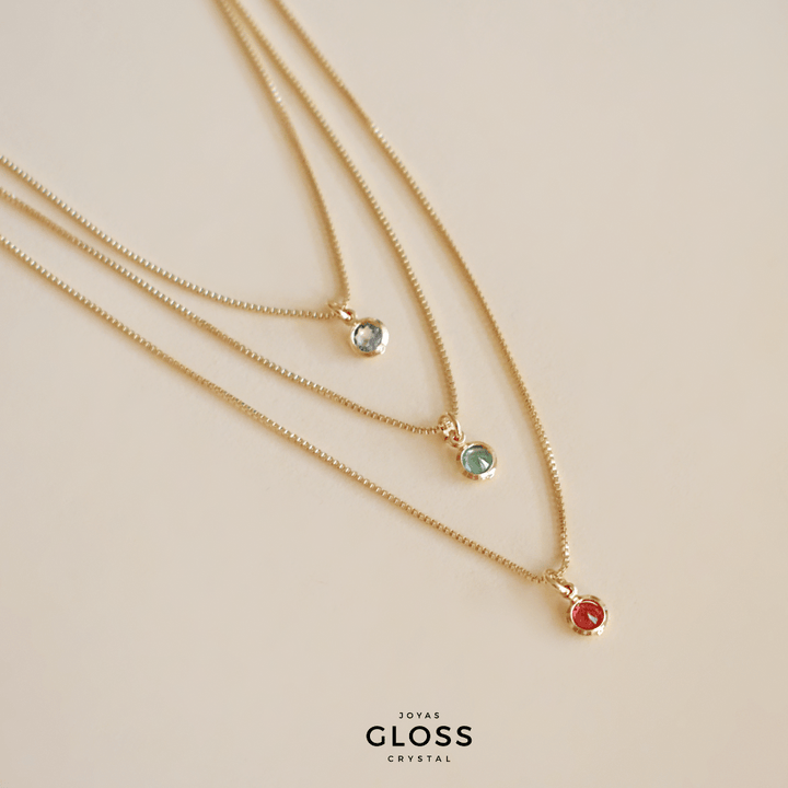 Collar Triple Arcoíris Oro - Joyas Gloss Crystal