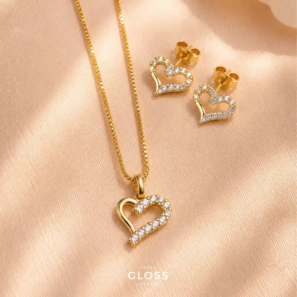 Conjunto Niña Lovely Baño de Oro 18k - Joyas Gloss Crystal
