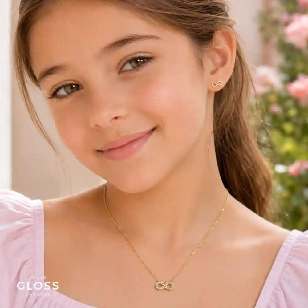 Conjunto Niña Lovely Baño de Oro 18k - Joyas Gloss Crystal