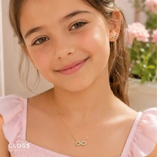 Conjunto Niña Infinito Baño de Oro 18k