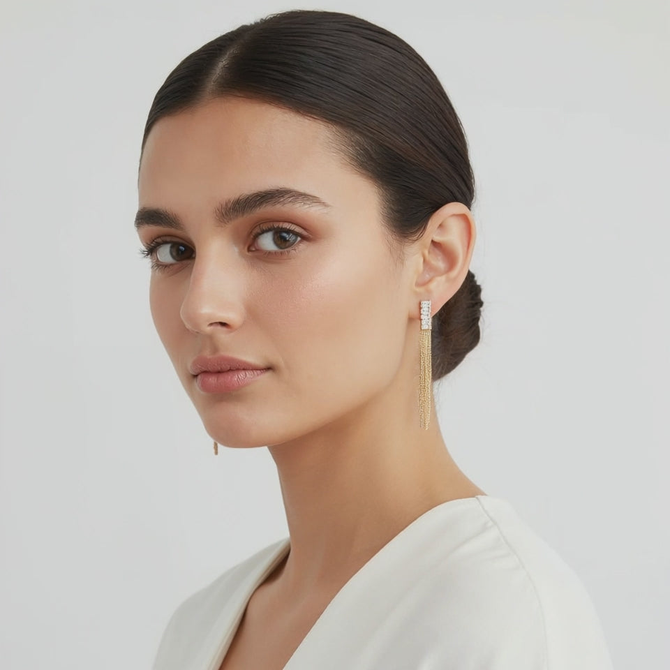 Aros Cascada Solar Fiesta Baño de Oro 18k