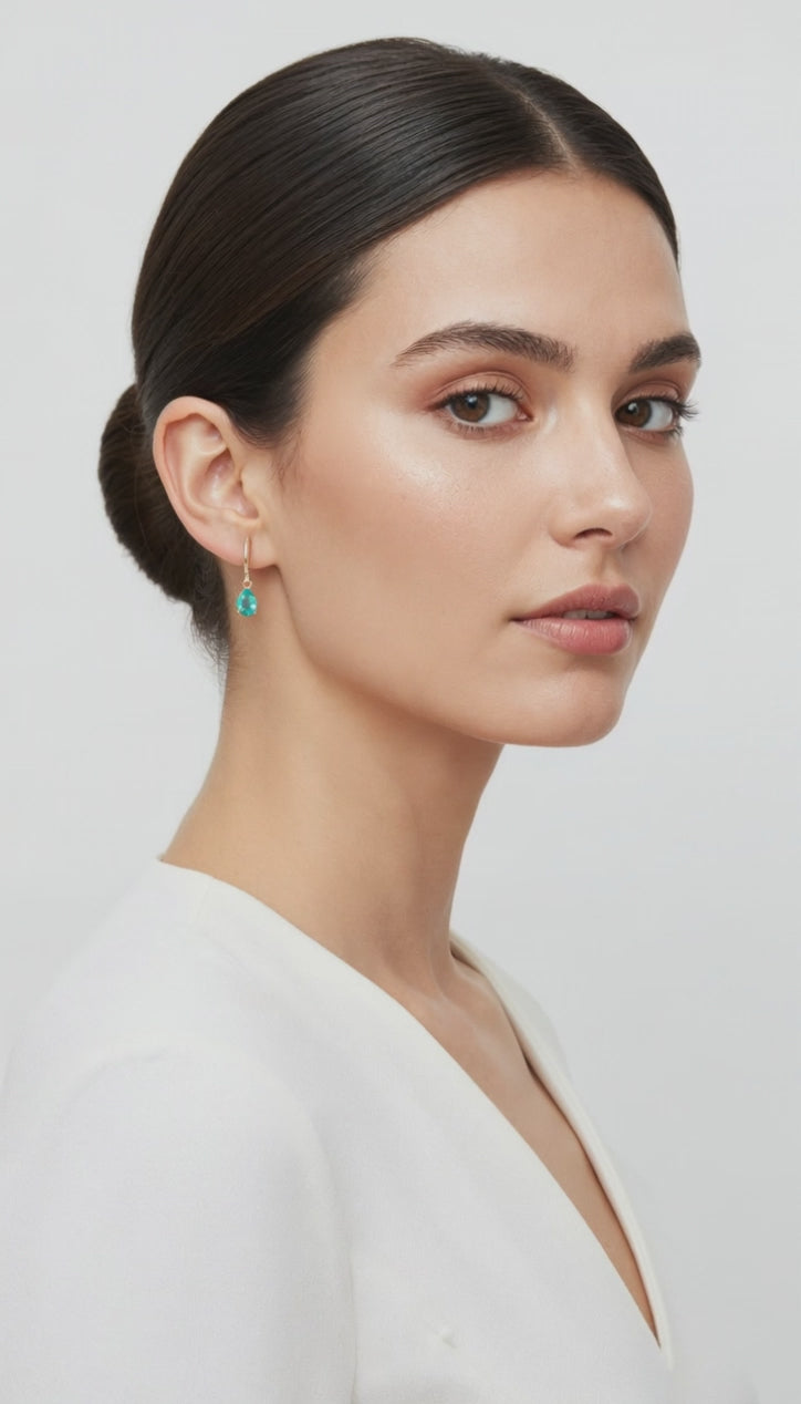 Aros Azalea Turquesa Circón Baño de Oro