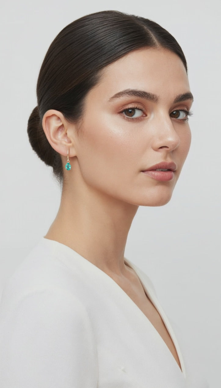 Aros Azalea Esmeralda Circón Baño de Oro