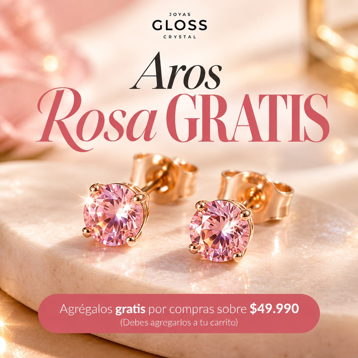 Aros rosa gratis por compras sobre $49.990. Ver producto.