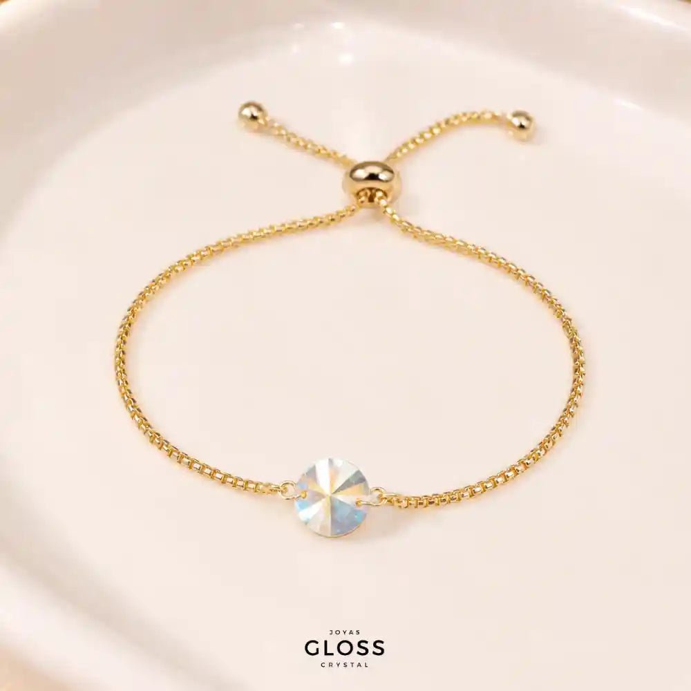 Pulsera Boreal Ajustable Oro Cristal Swarovski - Joyas Gloss Crystal