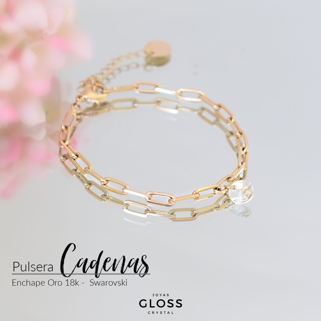 Pulsera Cadena Oro Crystal Swarovski - Joyas Gloss Crystal