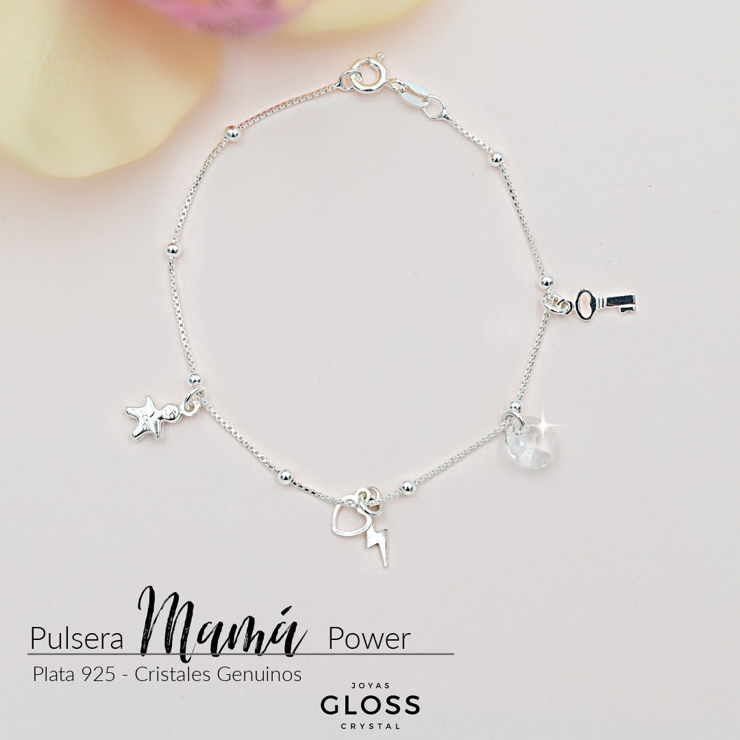 Pulsera Plata 925 Mamá Power - Joyas Gloss Crystal