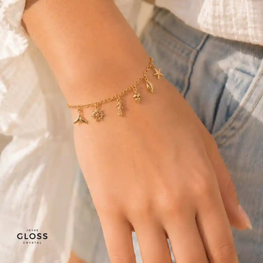 Pulsera y/o Tobillera Marina Oro 18k - Joyas Gloss Crystal