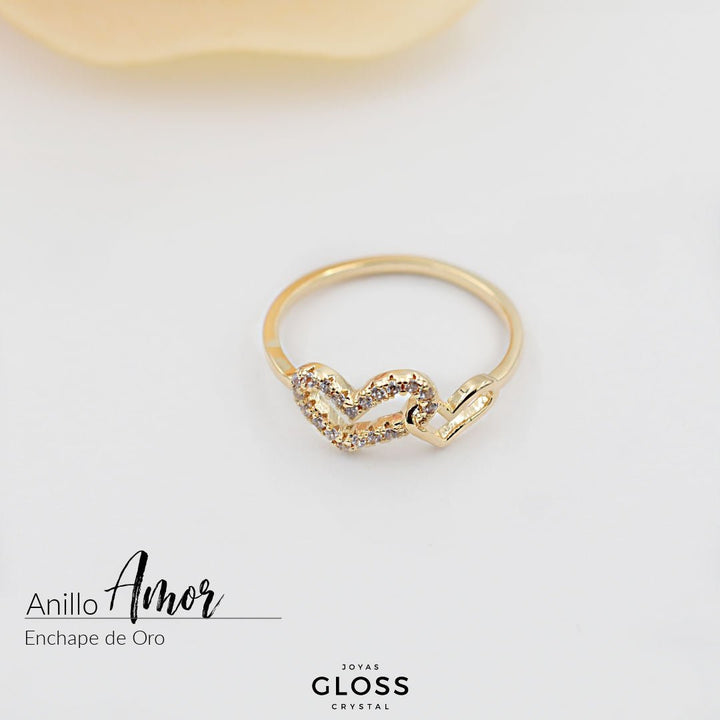 Anillo Amor Enchape oro 18k - Joyas Gloss Crystal