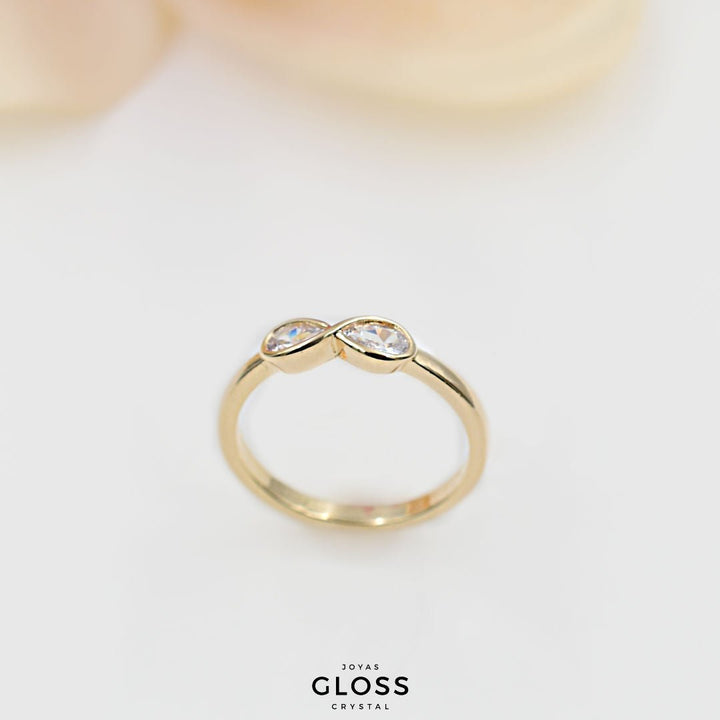 Anillo Cinta enchape Oro 18k - Joyas Gloss Crystal