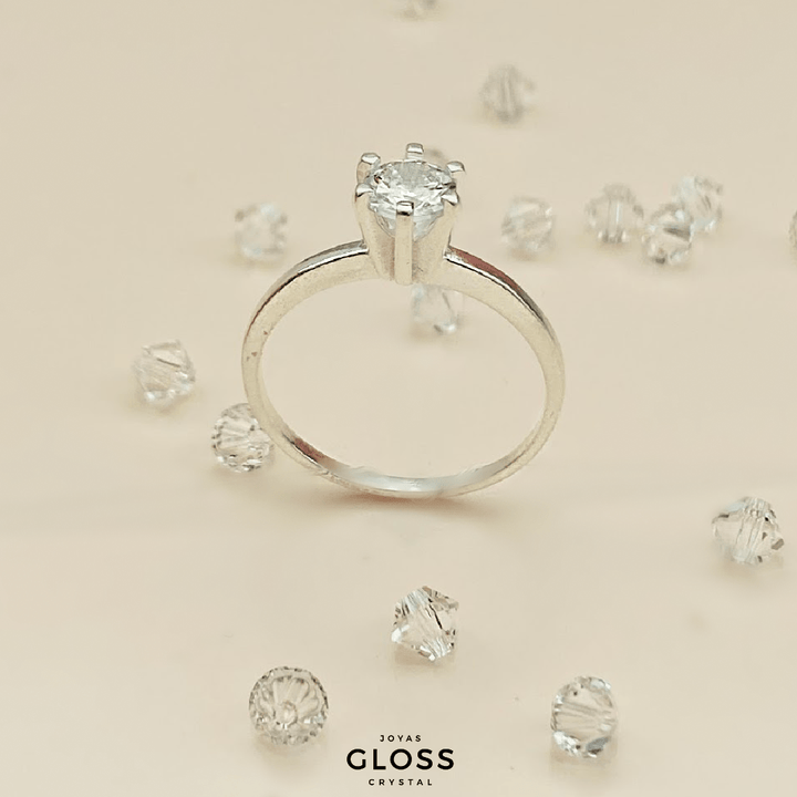 Anillo Compromiso Plata Circón - Joyas Gloss Crystal