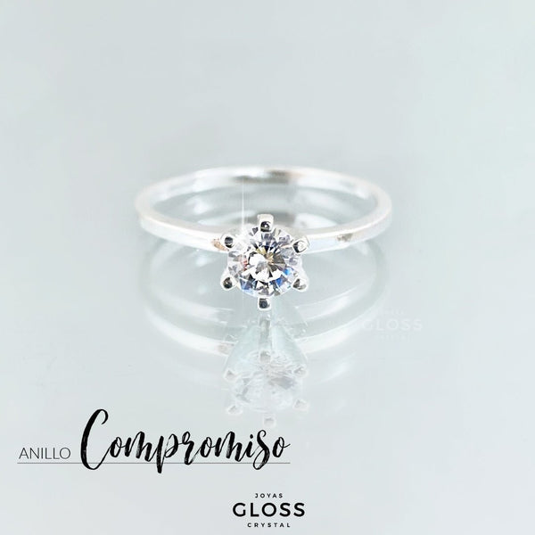 Anillo Compromiso Plata Circón - Joyas Gloss Crystal