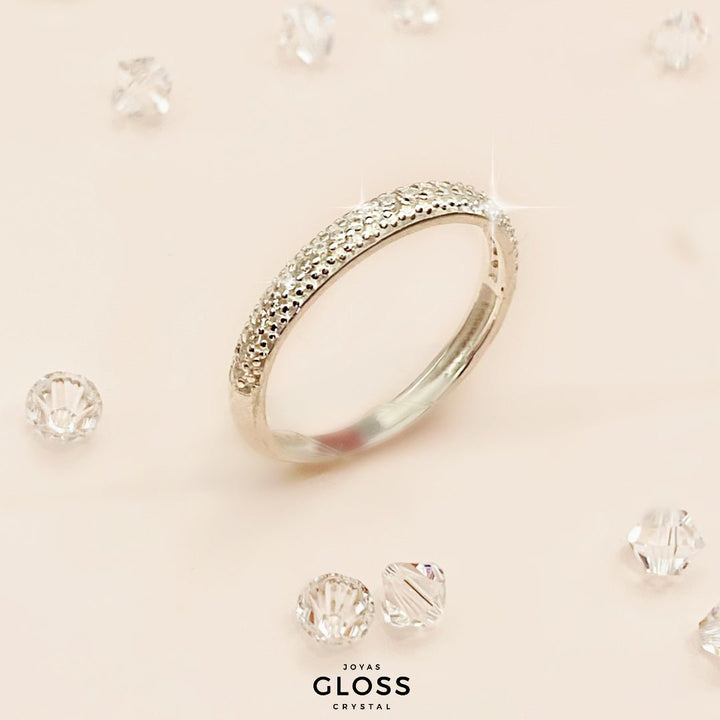 Anillo Medio Cintillo Plata Circón - Joyas Gloss Crystal