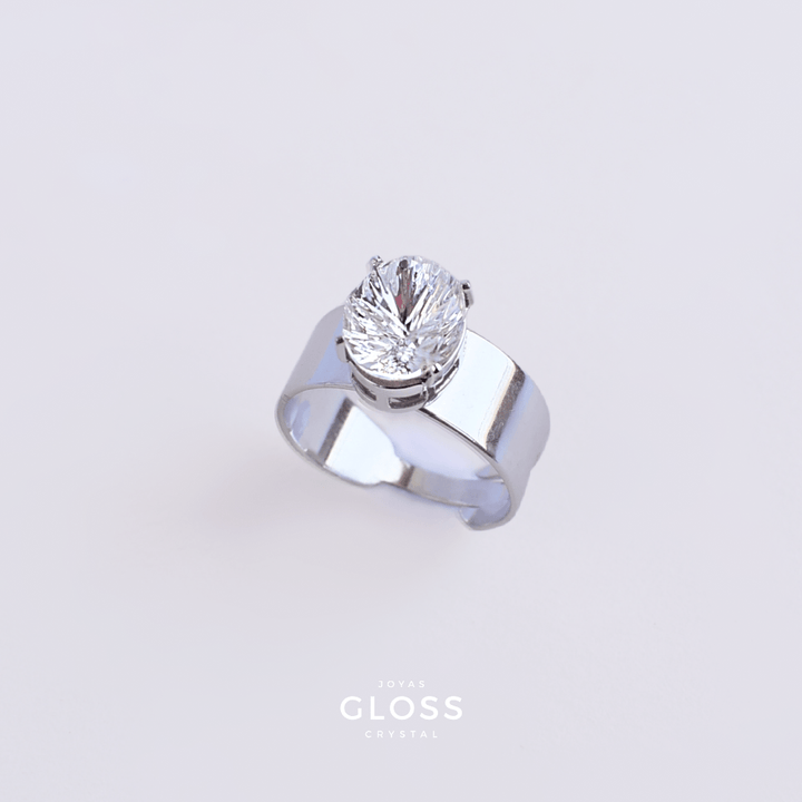 Anillo Ovalo Pequeño Crystal Rodinado - Joyas Gloss Crystal