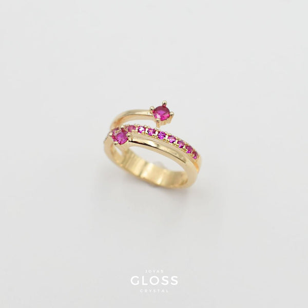 Anillo Pink Mirror Oro - Joyas Gloss Crystal