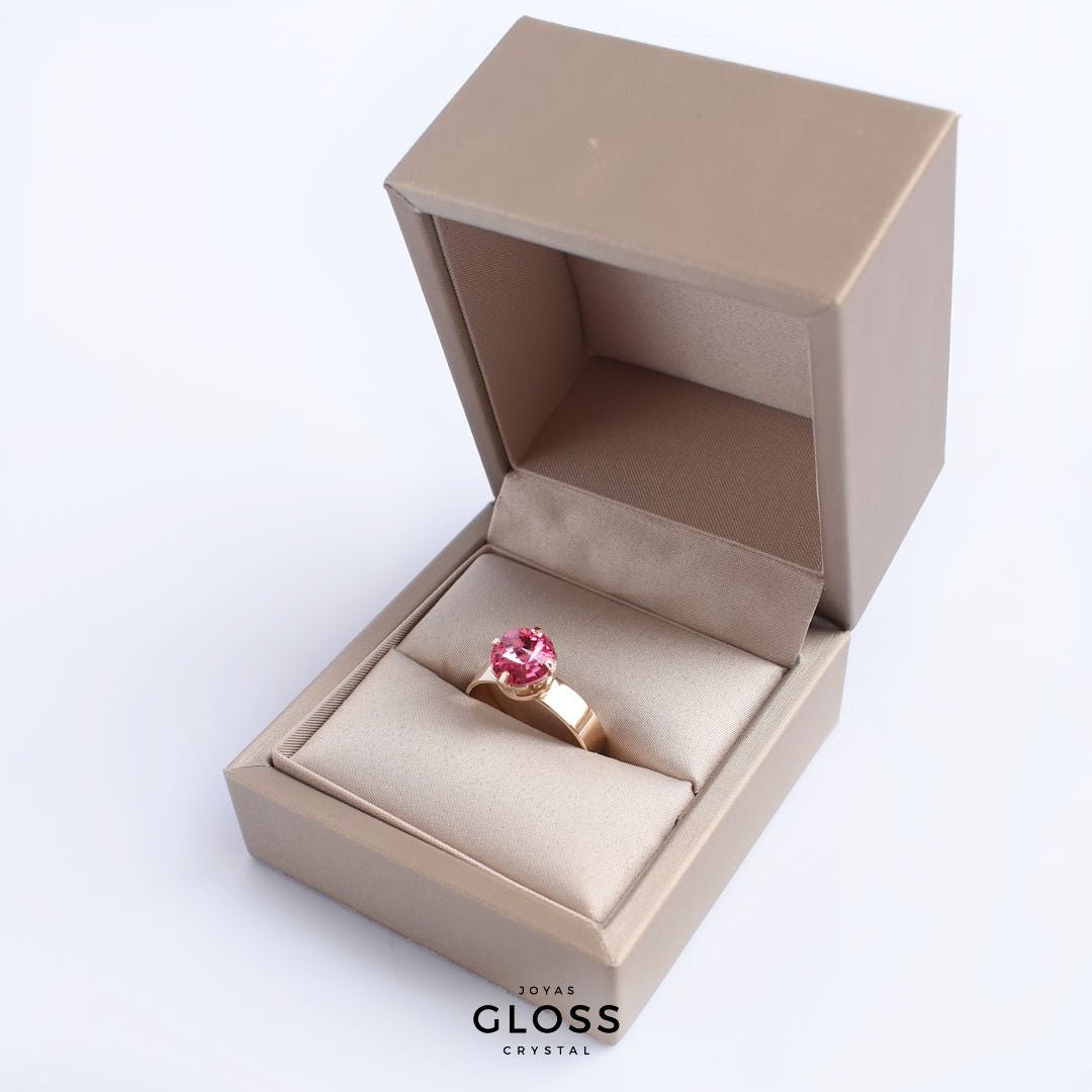 Anillo Rivoli Pequeño Rose Enchape de Oro - Joyas Gloss Crystal