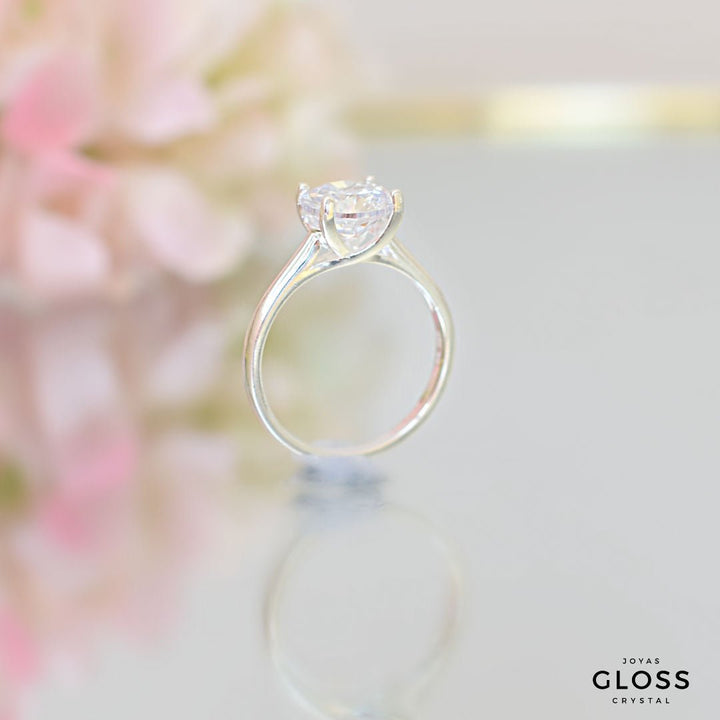 Anillo Solitario Circón Plata 925 - Joyas Gloss Crystal
