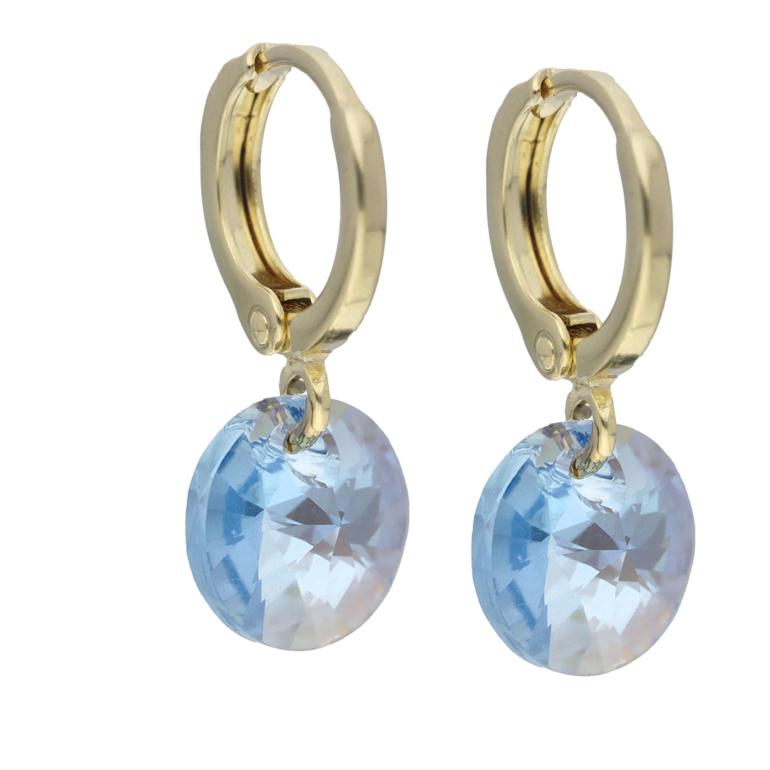 Aros Aura Celeste Oro Cristal Genuino - Joyas Gloss Crystal