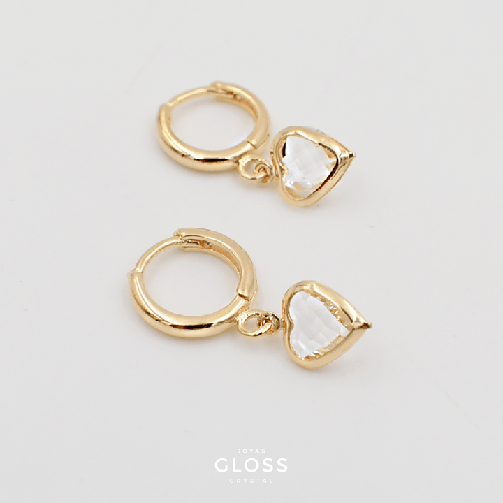 Aros Aura Corazón Oro - Joyas Gloss Crystal