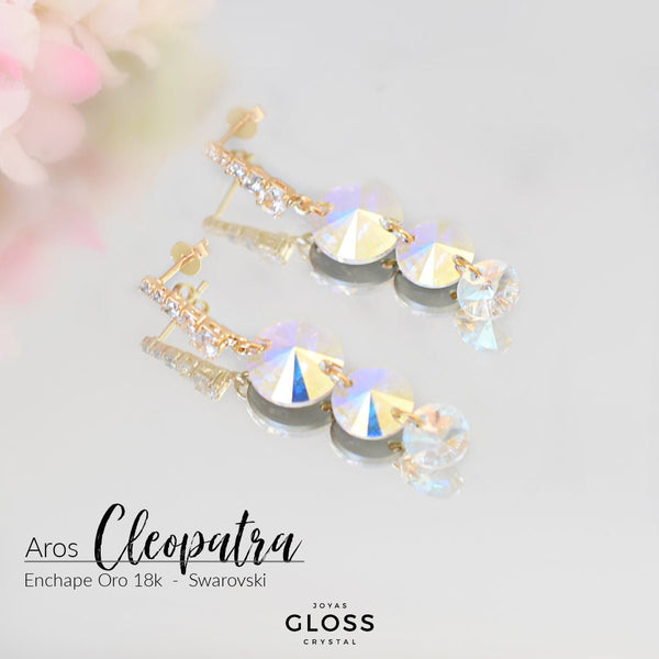 Aros Cleopatra Oro Cristales Swarovski - Joyas Gloss Crystal