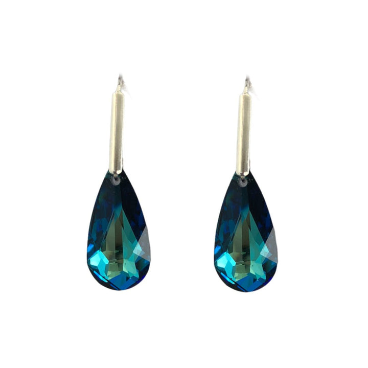 Aros Diana Azul Cristal Genuino - Joyas Gloss Crystal