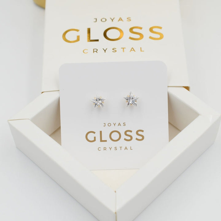 Aros Estrella Circón Crystal - Joyas Gloss Crystal