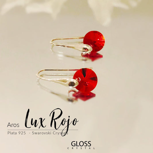 Aros Lux Rojo Plata - Joyas Gloss Crystal