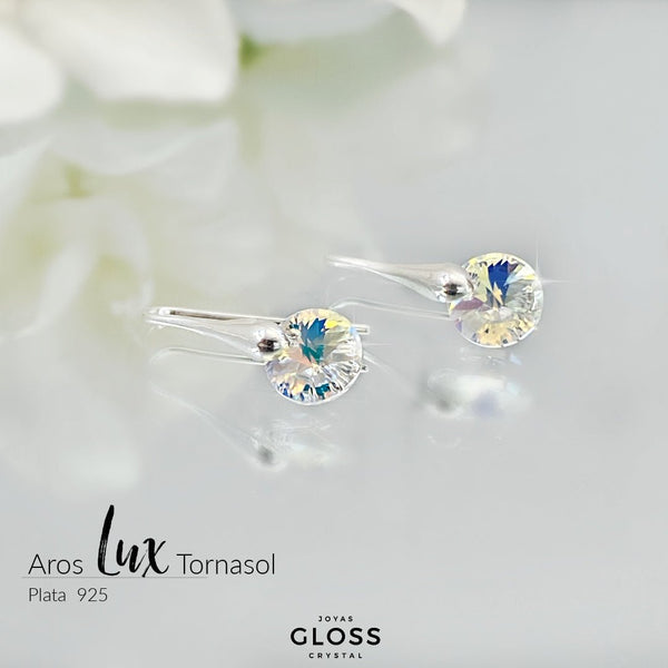 Aros Lux Tornasol Plata - Joyas Gloss Crystal
