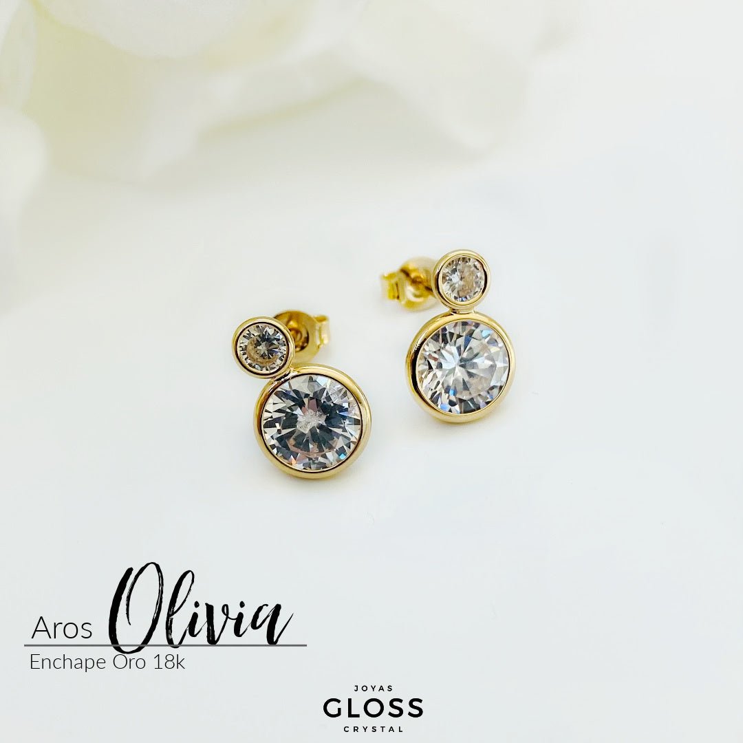 Aros Olivia Oro - Joyas Gloss Crystal