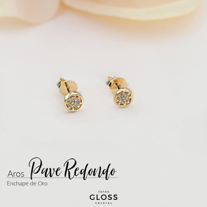 Aros Pavé Redondo - Joyas Gloss Crystal