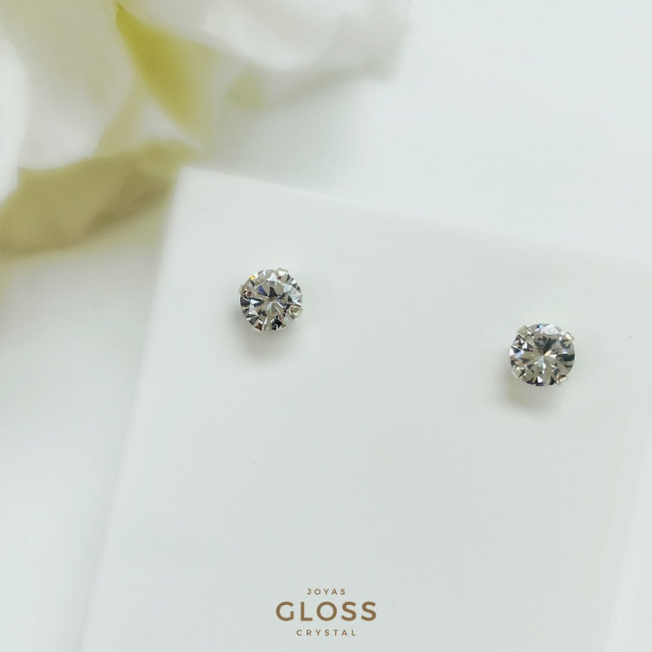 Aros Punto Luz Plata Diamante - Joyas Gloss Crystal