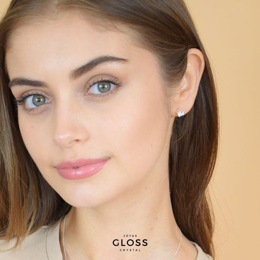 Aros Punto Luz Plata Redondos - Joyas Gloss Crystal