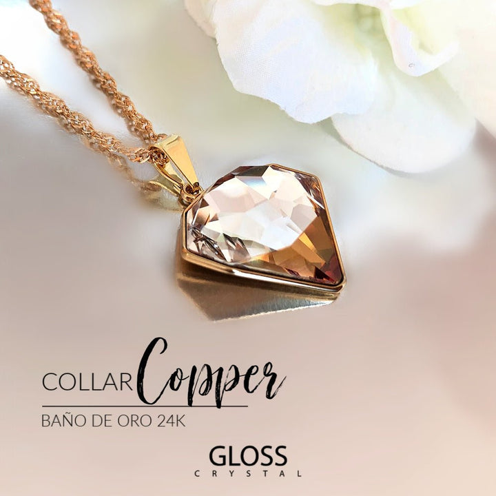 Collar Copper Cristal Genuino - Joyas Gloss Crystal