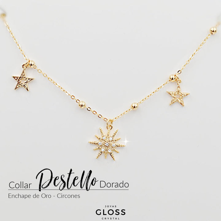 Collar Destello Dorado - Joyas Gloss Crystal