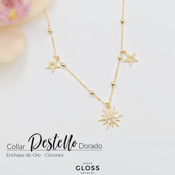 Collar Destello Dorado - Joyas Gloss Crystal