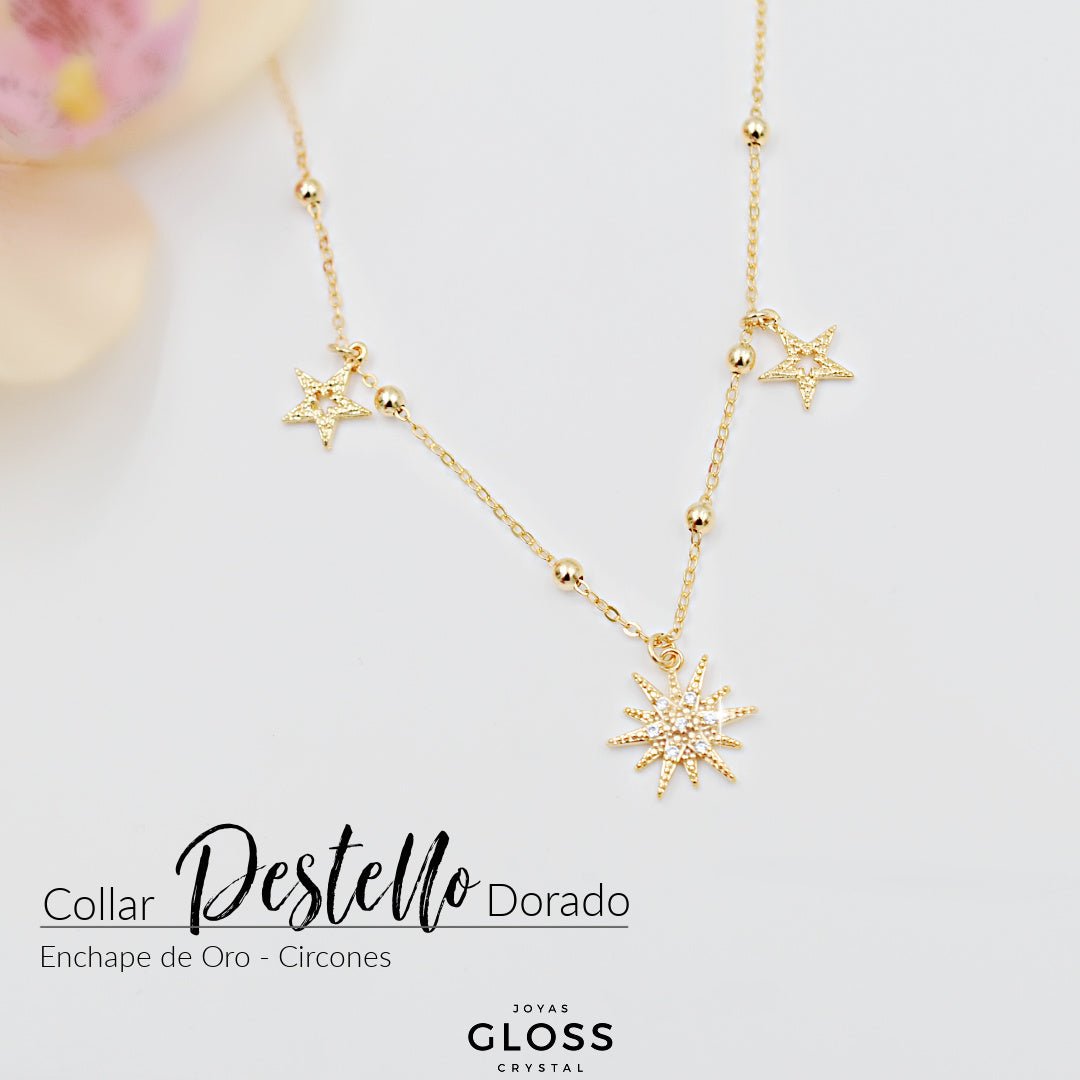 Collar Destello Dorado - Joyas Gloss Crystal