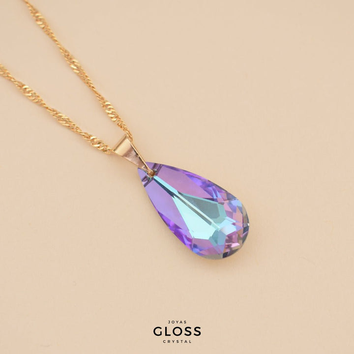 Collar Diana Gota Vitrail Light Baño de Oro - Joyas Gloss Crystal