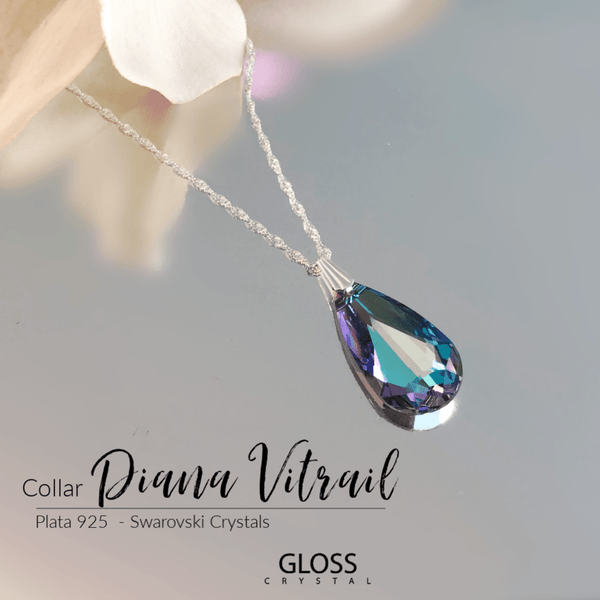 Collar Diana Vitrail Gota Cristal Genuino - Joyas Gloss Crystal