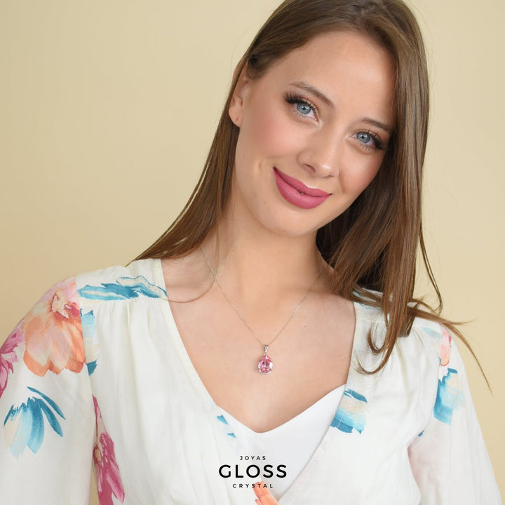 Collar Gota Diamonds Rosé Rodinado - Joyas Gloss Crystal